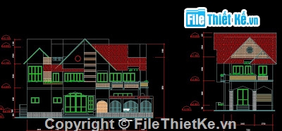 Bản vẽ autocad,biệt thự hiện đại,nhà mái thái,nhà 2 tầng đẹp,nhà ống